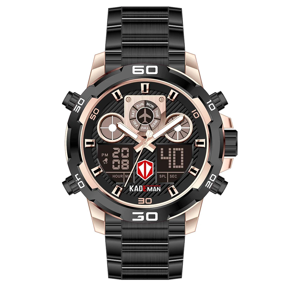 Kademan мужские часы классические золотые кварцевые светящиеся с календарем