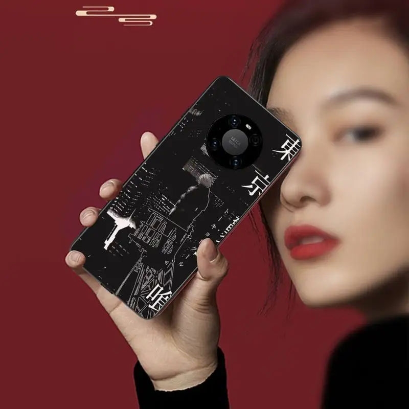 

Tokyo Ghoul Anime Black TPU Phone Case For Huawei P20 30 40 Pro Mate 20x 30 40 Pro Nova6 7 Honor 9X 10