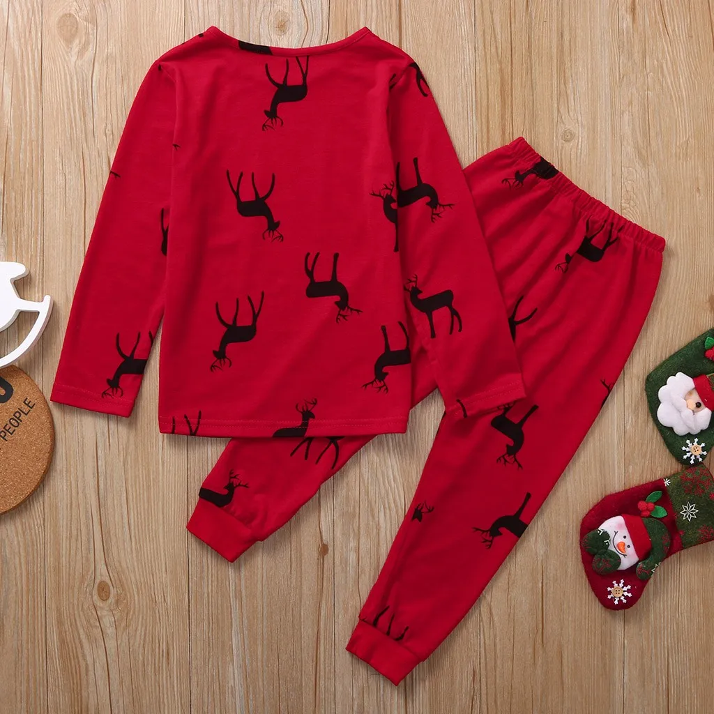 Рождественские наряды 2019 г. Комплект детской одежды хлопковый топ с рисунком