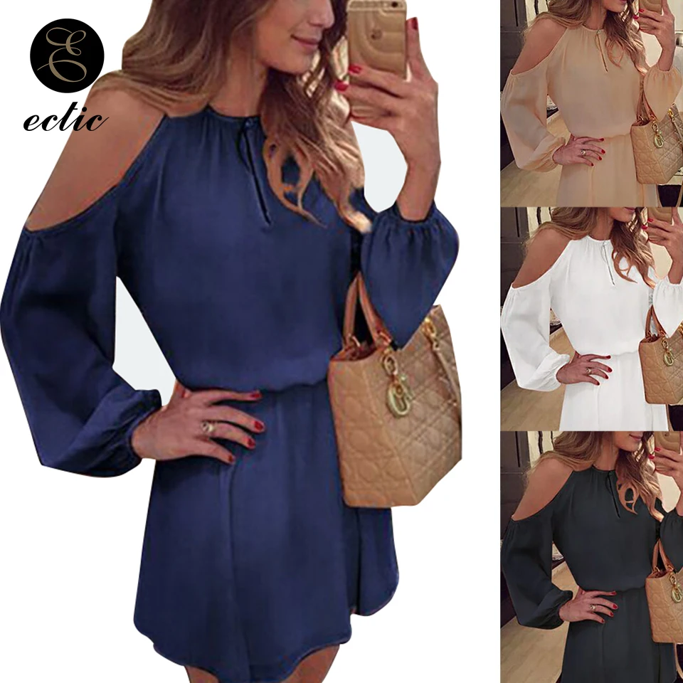 С открытыми плечами с длинным рукавом Замочная скважина сексуальное платье на