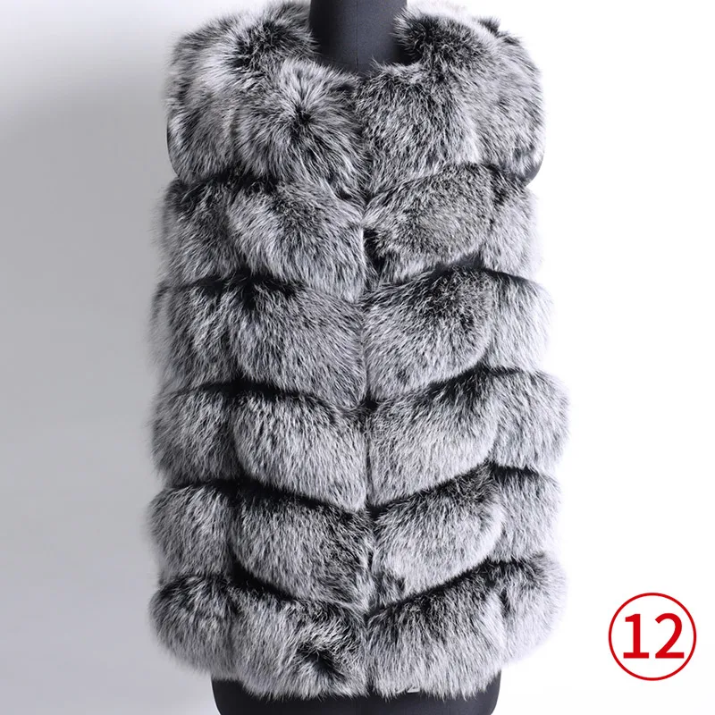 short vest-21 Maomoackong2019 модная новая стильная куртка с натуральным лисьим мехом, Тонкая зимняя женская куртка с круглым вырезом и натуральным мехом, кожаная жилетка для девочек - Цвет: short vest-21