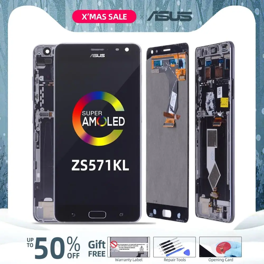 Дисплей для ASUS ZS571KL LCD в сборе с тачскрином на рамке черный