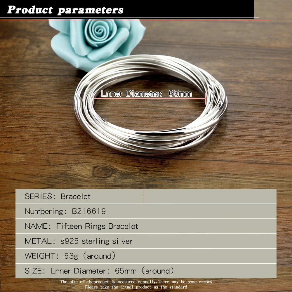 

Bohemia Simple 100% Original 925 Silver Three Five Seven Bracelet Hand Made Charms Basis Bracelet jewelry clothing accessories