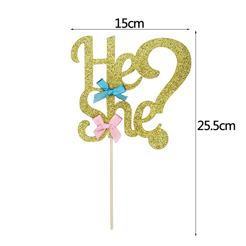 

He Or She Gender Reveal Cake Topper Party Decoration Suppliers Girl Or Boy Bow Clothes Cupcake For Baby Shower Cake Decor