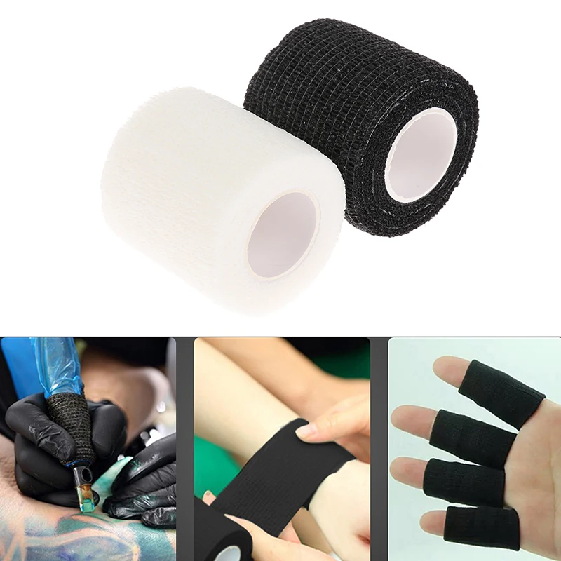 

Black White Tattoo Handle Bandage Tape Anti-slip Waterproof Disposable Self-adhesive Grip Cover Wrap Elastic Bandage