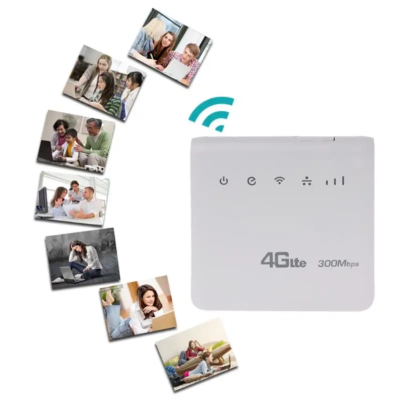 Unlocked 300Mbps 4G LTE CPE Mobile WiFi Wireless Router With LAN Port SIM Slot