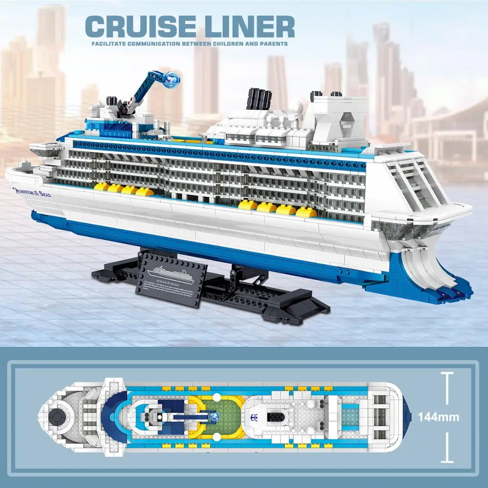 

2446PCS Asuka Cruise Liner Model Series Mini Building Blocks Quantum Cruise Bricks Set Educational Toys for Children Gift