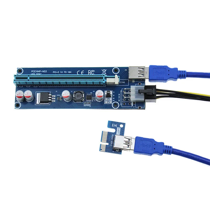 Новая PCI-E Райзер PCI E Express 1X до 16X Райзер-карта USB 3 0 SATA кабель питания BTC для майнинга