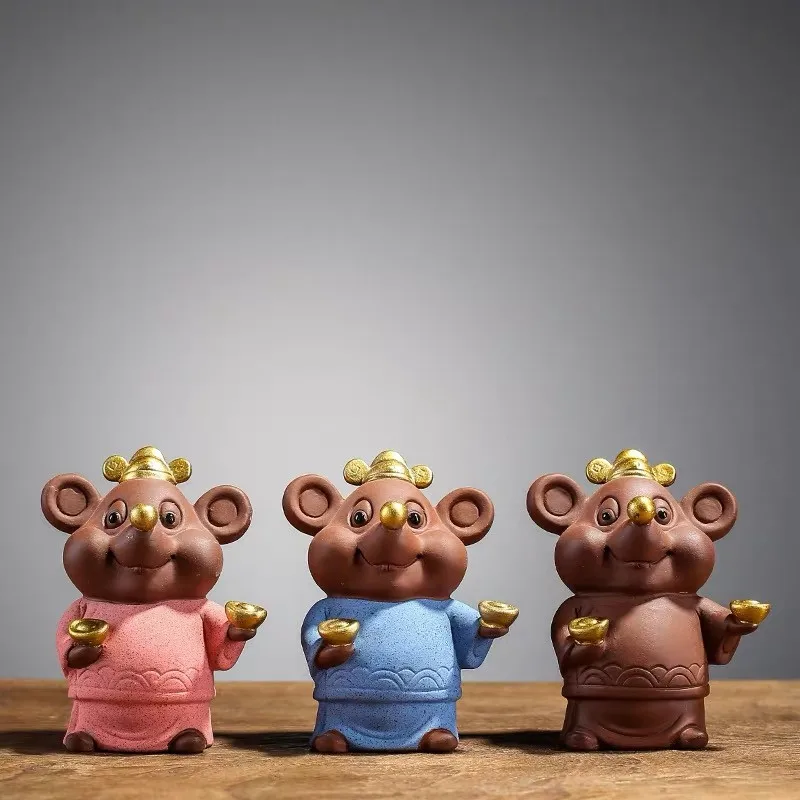 Пурпурная глина крыса чай украшения для чайного домика маленькая мышь сделай сам