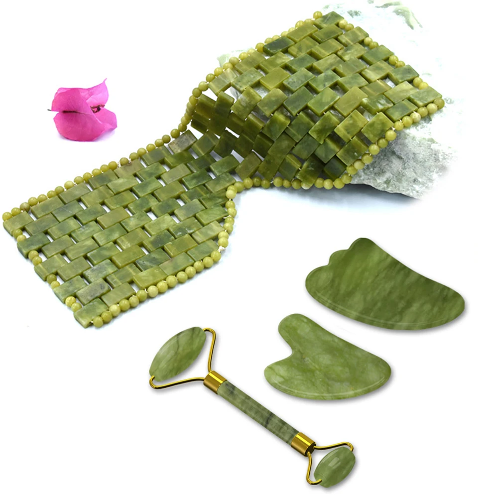 

Natural Jade Facial Massage Roller Guasha Board Face Care Mask Face Lifting Anti-wrinkle Eye Relax Gouache Scraper Massage Tools