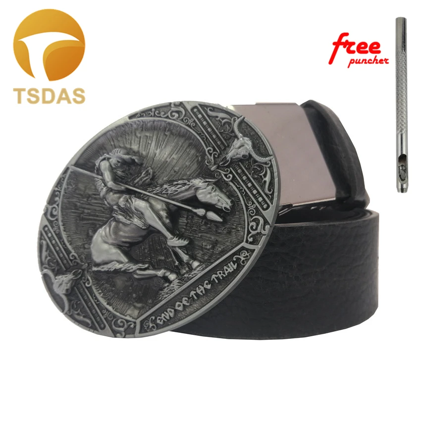 Мужская пряжка для ремня с серебряным покрытием ковбойская и коровья