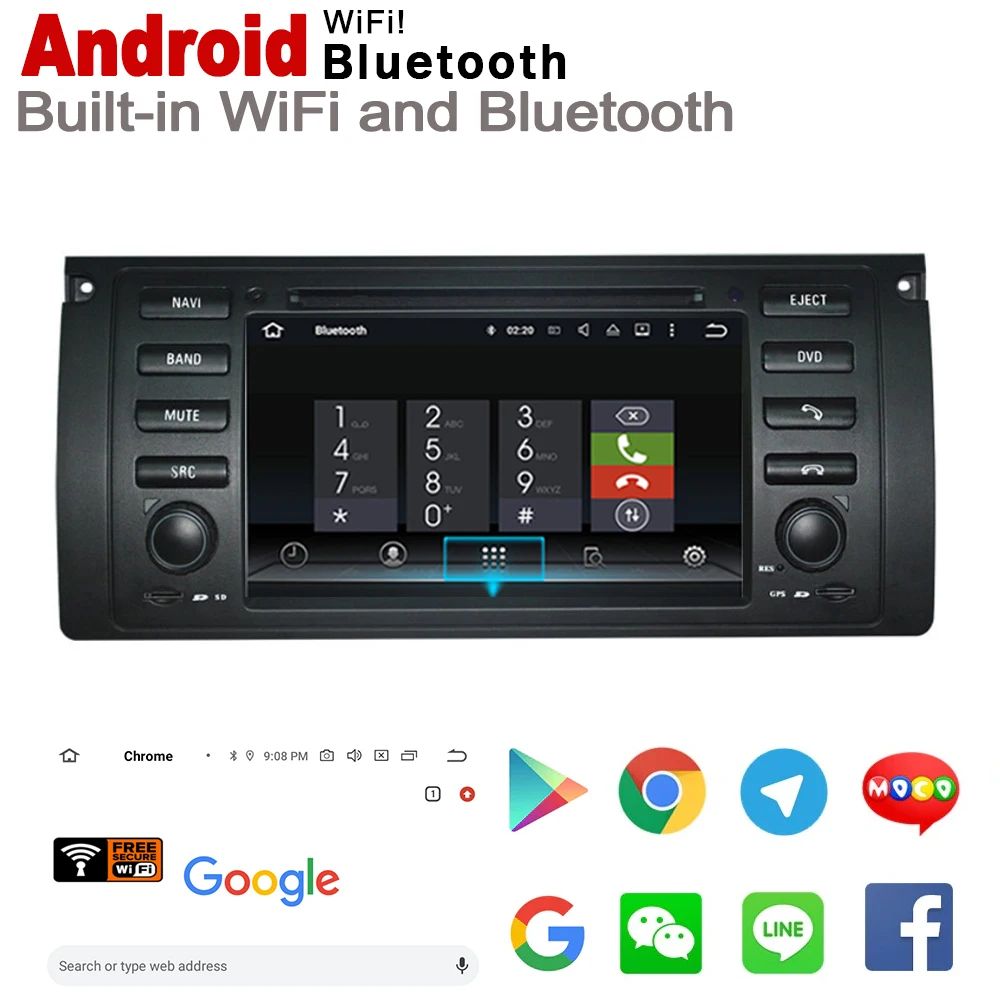 7&quot HD Stereo Android Car DVD GPS Navi Map For BMW 5 Series E39 1995~2003 2 DIN multimedia player radio System | Автомобили и