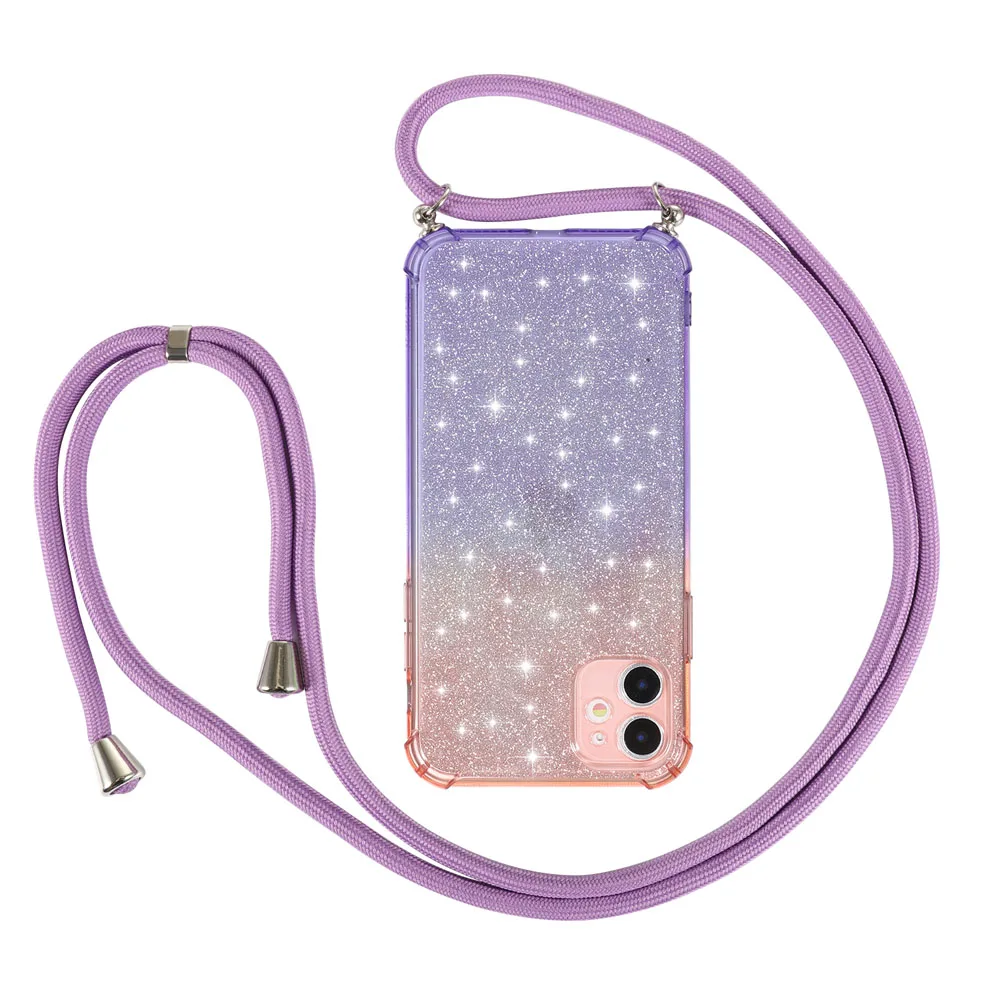 Градиентный цвет блестящий ремешок для iPhone 12 11 Pro Max XS XR X 7 8 Plus Мягкий Прозрачный