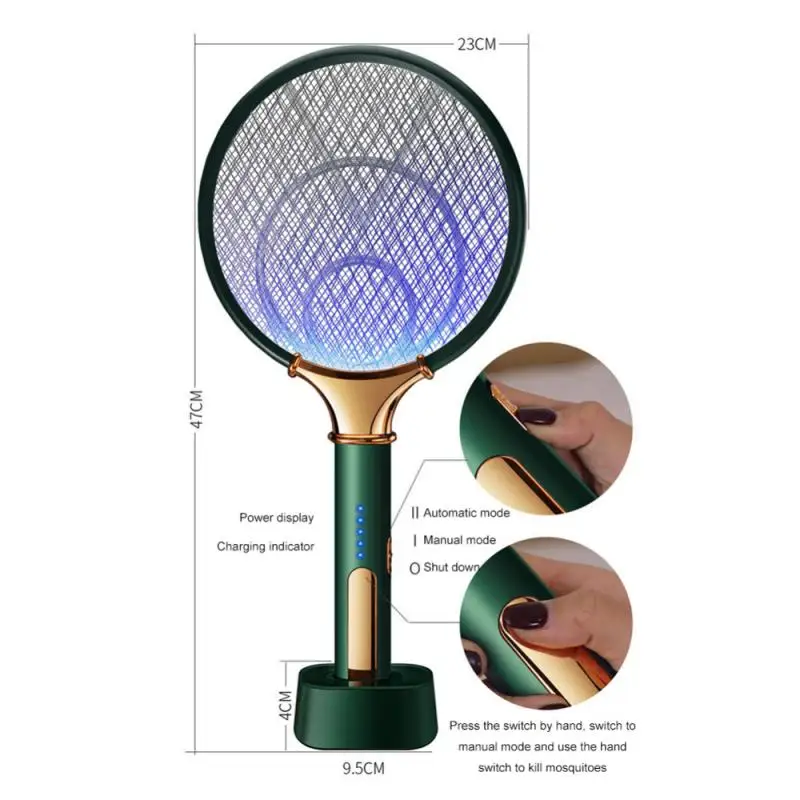 

2in1 LED Electric Mosquito Swatter 1200mAh USB Rechargeable Anti Fly Bug Zapper Killer Trap Insect Racket Pest Control Product