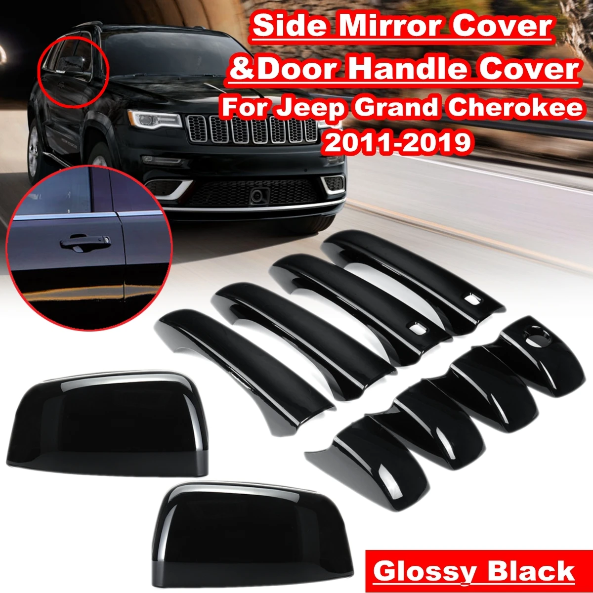 8 шт./комплект чехол для Наружная ручка двери автомобиля глянцевый черный Jeep Grand