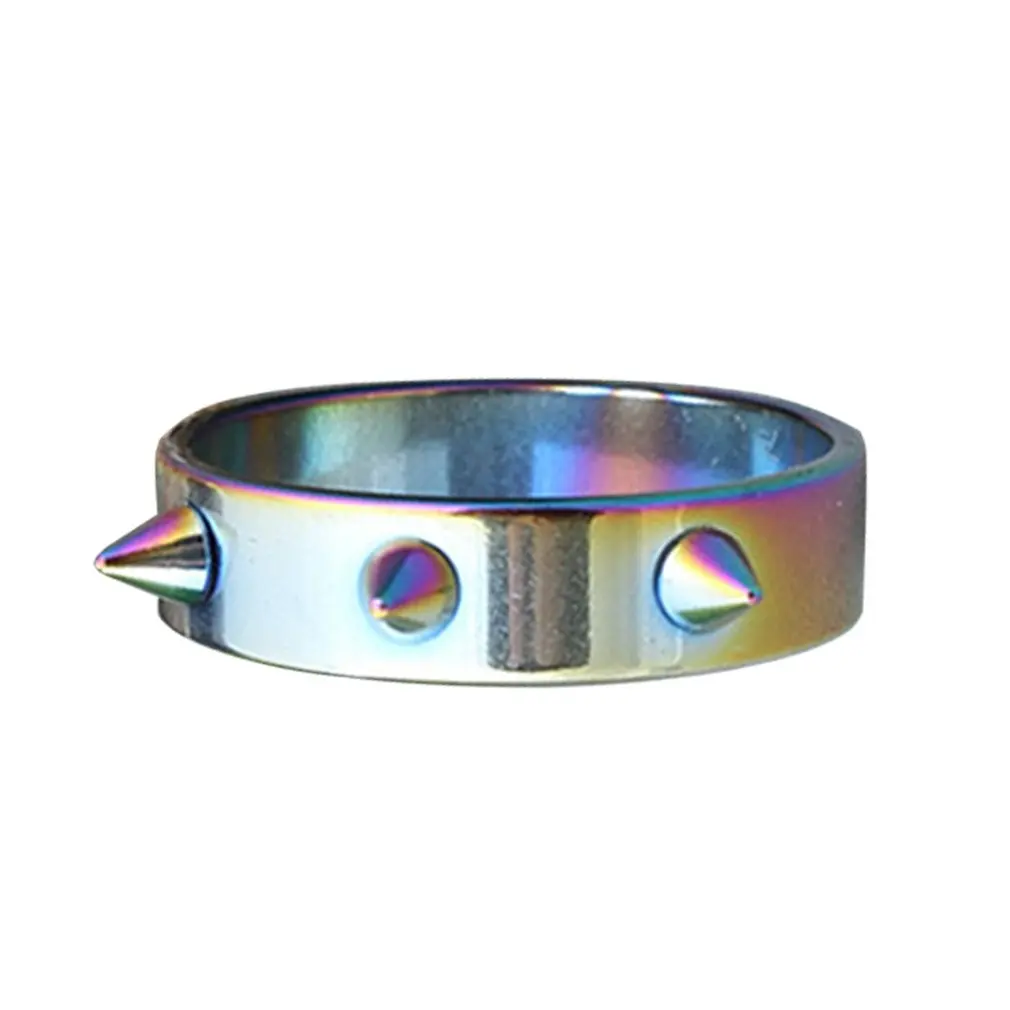 

Punk Style Stainless Steel Couple Ring Spiked Rivet Cone Ring Anti-Wolf Ring Women'S Fashion Party Jewelry