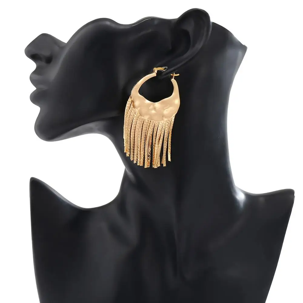 

IngeSight.Z Punk Gold Color Fringe Tassel Earring for Women Statement Geometric Hanging Drop Earrings Brincos Hip Hop Jewelry