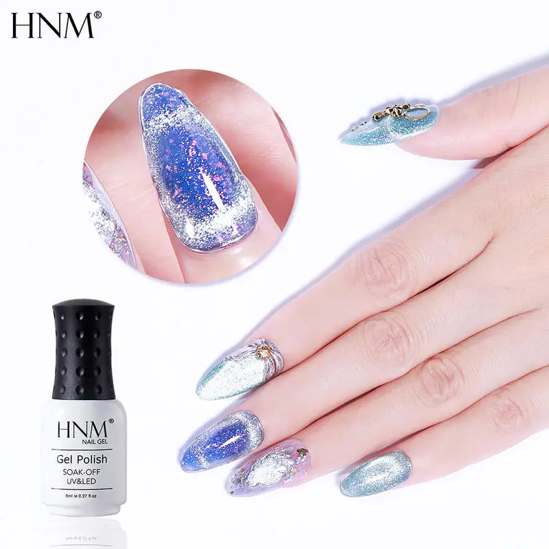 Платиновый Гель лак для ногтей HNM Galaxy кошачий глаз отмачиваемый Праймер УФ