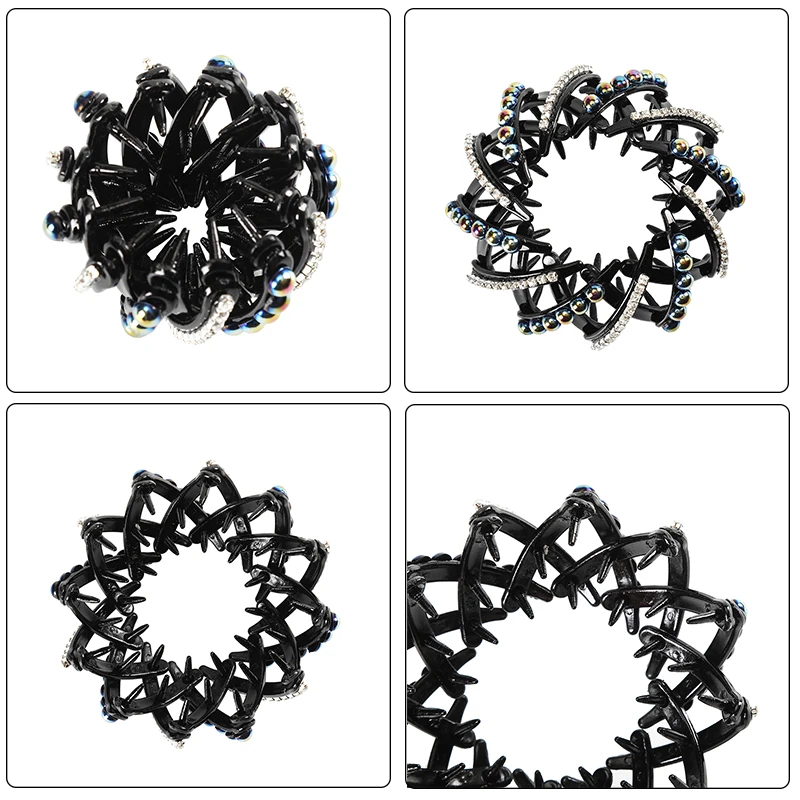 

AWAYTR Crystal Pearl Rhinestone Hair Claws Horsetail Buckle Plastic Girl Headdress Resin Bird Nest Hairpin Clip Hair Accessories