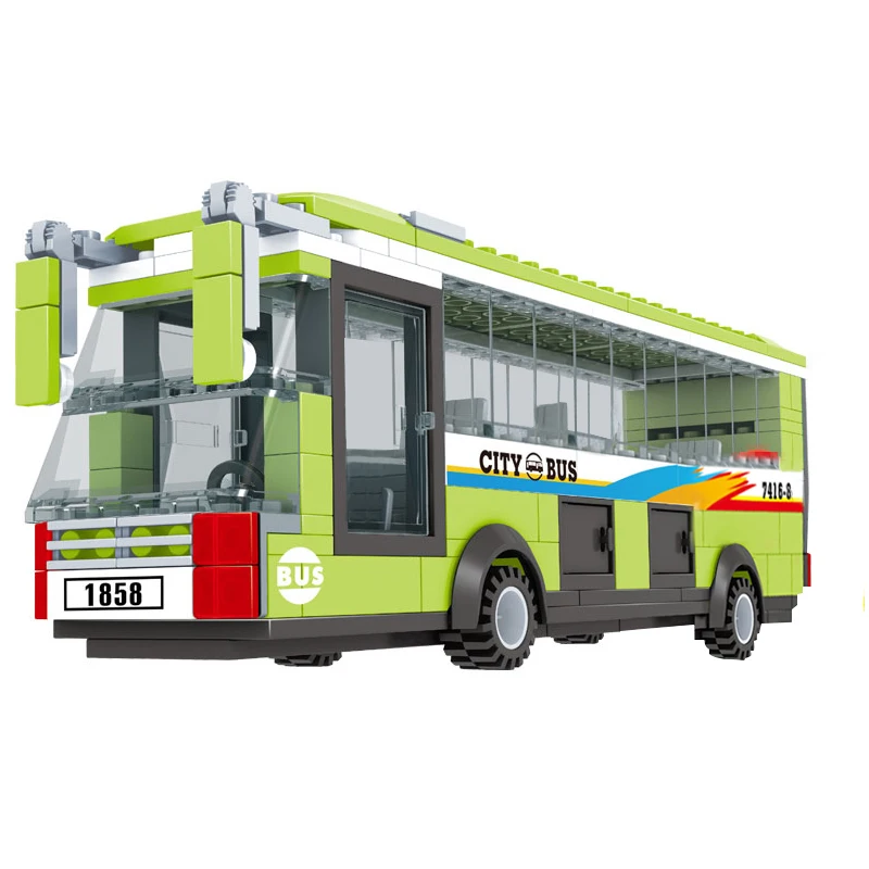 

AUSINI Construction Building Blocks City Bus Model Creator Toys for Children Mini Passenger Figure Bricks Boys Playthings Toy