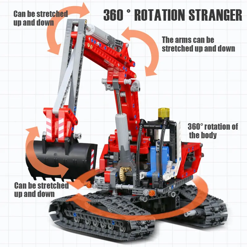 20025 Technic красный инженерный экскаватор Набор строительных блоков Кирпичи совместимы с 8294 Обучающие игрушки подарок для мальчиков