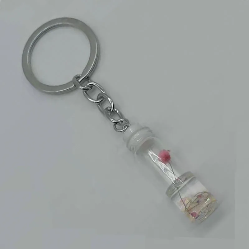 Брелок цветок с высушенной розой круглый брелок из хрустального стекла для