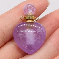2021 new natural stone gem amethyst pendant perfume essential oil bottle handmade crafts make diy necklace jewelry gifts