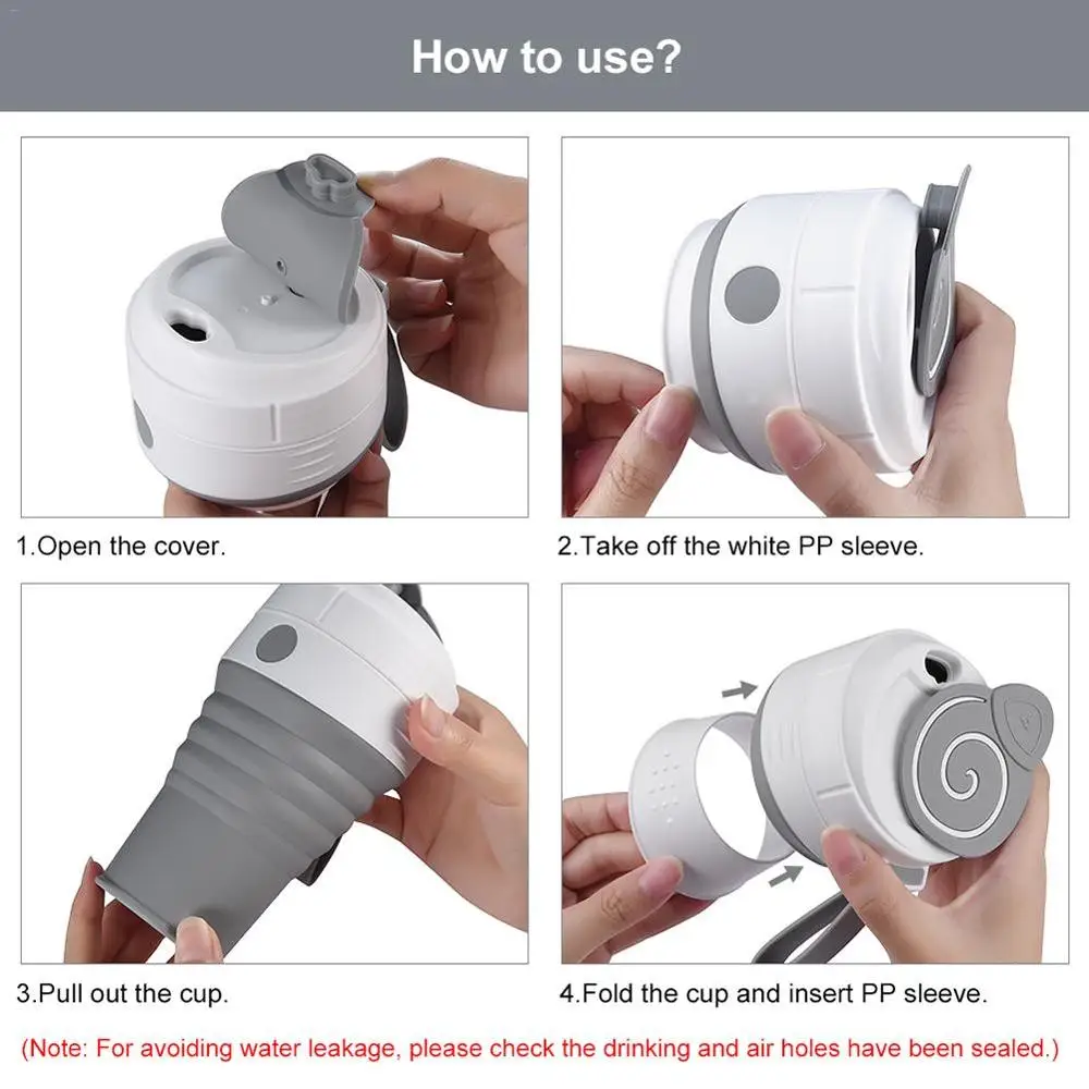 

450mL Silicone Collapsible Coffee Cup With Straw Leak-proof Lid For Travel Hiking Picnic Food Grade BPA FREE Foldable Coffee Mug