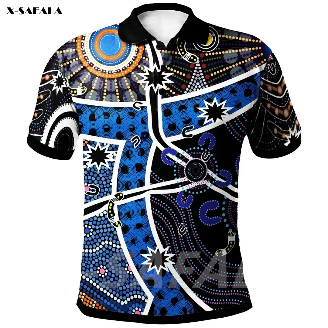 

ABORIGINAL RIVER STAR 3D Printed High Quality New Polyester Fiber Men Female Collar Polo Shirt Tee Tops Anti Shrink
