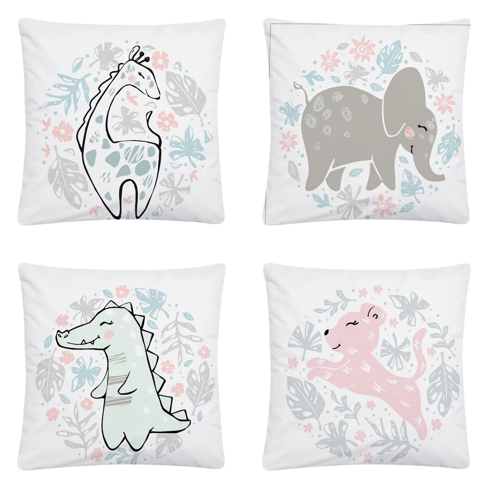 

Childish Plain Animal Cartoon Pattern Soft Short Plush Cushion Cover Pillow Case for Home Sofa Car Decor Pillowcase 45X45cm