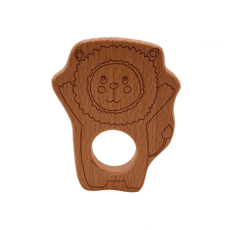 1pcs Infant Baby Teether Beech Wood Teethers Animal Shape Wood Baby Toy Teething Accessories Kid Teething Pendant Nursing Holder