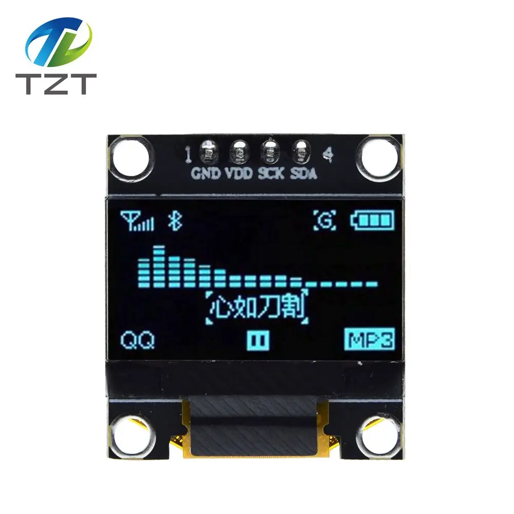 TZT 0.96 inch IIC Serial White OLED Display Module 128X64 I2C SSD1306 12864 LCD Screen Board GND VCC SCL SDA 0.96" for Arduino - Цвет: 0.96 BLACK Blue