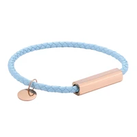 fashion blue men leather bracelet bangle rope chain charm women jewelry gift bb0735