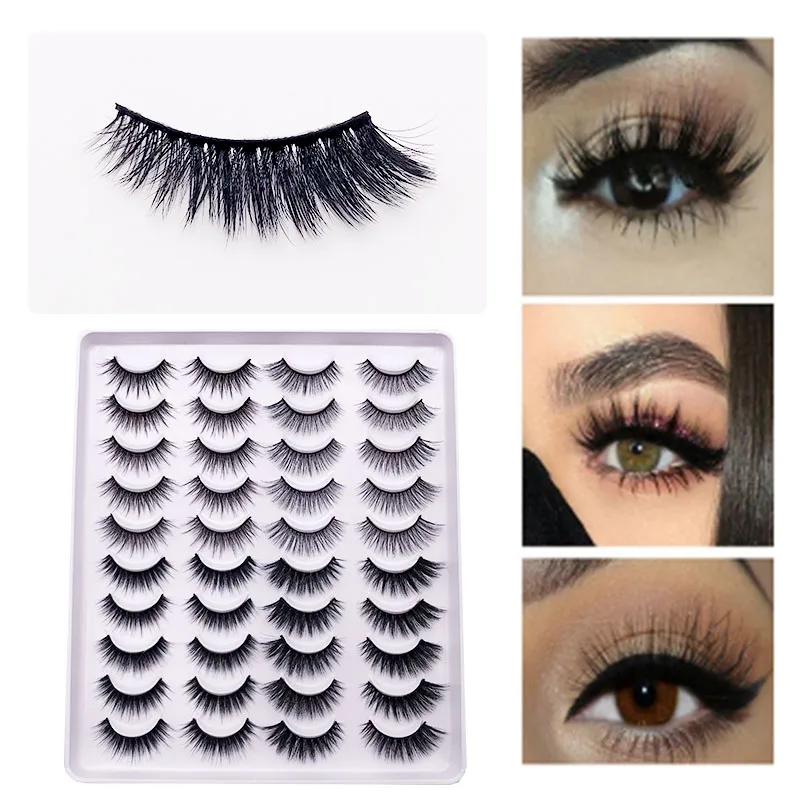 

20 Pairs Mink Lashes Faux Eyelashes Mink False Eyelashes Dramatic Volume Lashes Eyelash Extension False Eyelashes