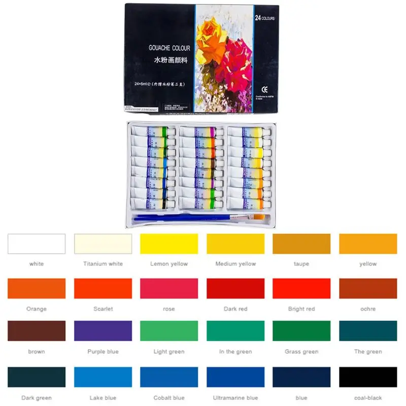 

12/18/24 Color Set of Art Watercolor Paint 5ml Tube Rich Vivid Color for student