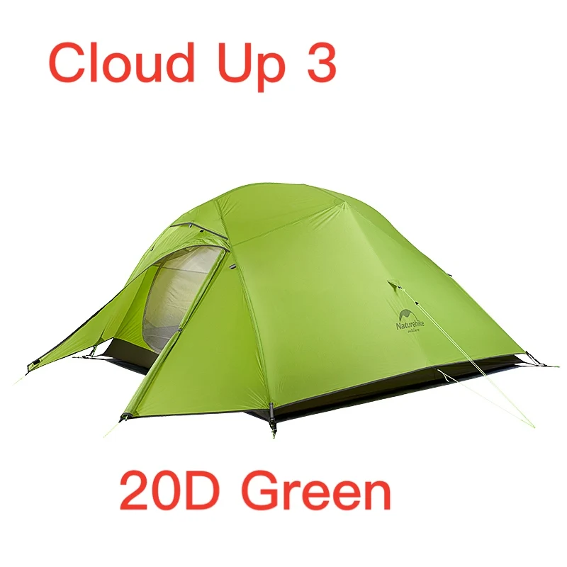 CloudUp3 20D Green Naturehike модернизированная серия Cloud Up Сверхлегкая походная палатка Водонепроницаемая походная палатка 20D нейлоновая палатка с бесплатным ковриком - Цвет: CloudUp3 20D Green