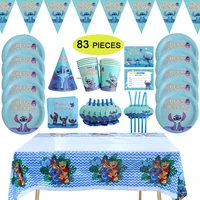 83pcspack lilo stitch theme birthday party supplies boys girls disposable plates cups napkins banner baby shower decorations