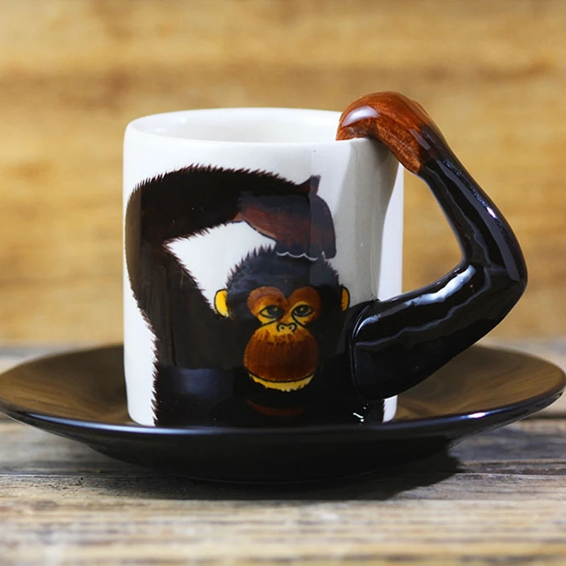 

Creative Coffee Cup Set Animal Japanese Bone China Tea Cup and Saucer Porcelain Reuseable Xicara De Cafe Home Drinkware AB50BD