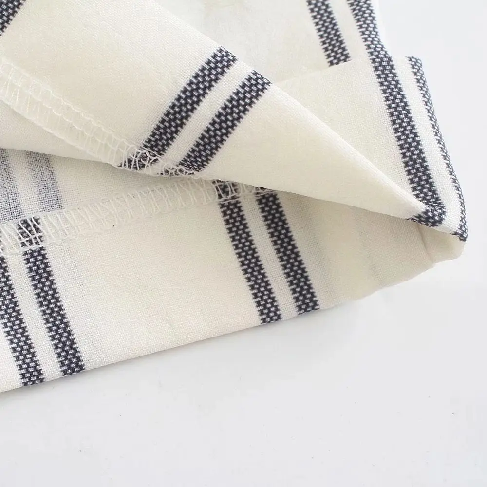 

XNWMNZ New Za Women Jumpsuit Summer Stripe Elastic High Waist Casual Jumpsuits Woman Chic Short Sleeve Women Clothing Holiday To