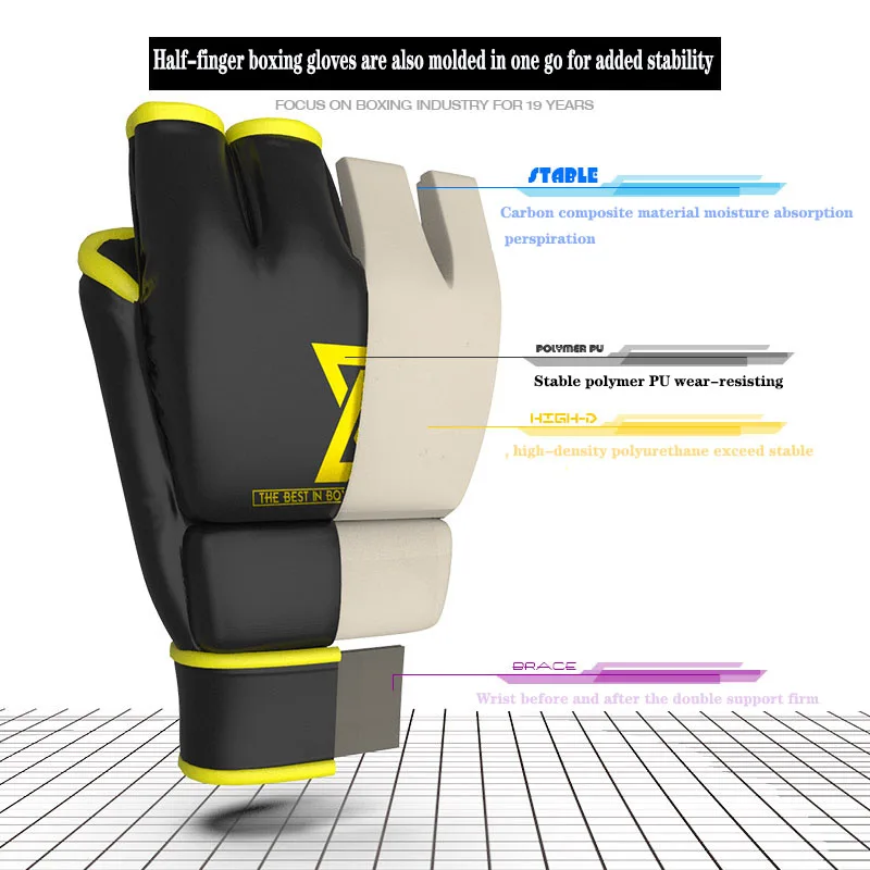 Professional Half Finger Boxing Gloves for Men Women Pu Muay Thai Sanda Match Fighting Gloves MMA Training Equipment Wholesale