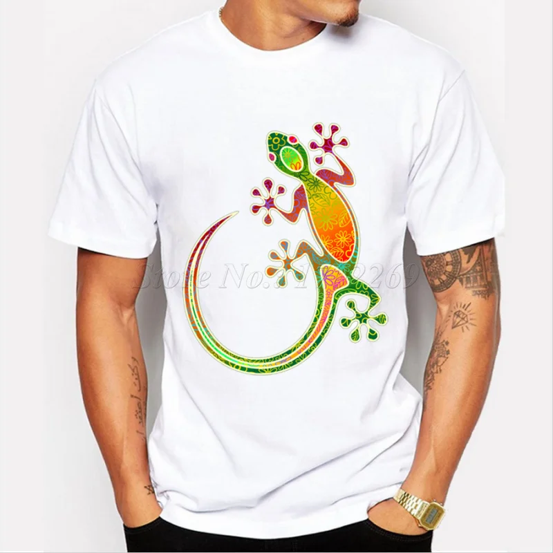 

new arrivals neon color 3d snake/Chameleon/gecko printed men's customized t-shirt fashion creative male tops funny tee