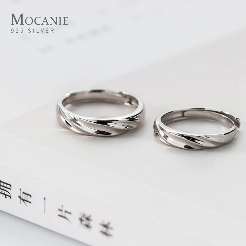 

Mocanie Classic Wedding Bands for Men Women 925 Sterling Silver A Pairl Adjustable Lovers Ring Korea Style Fine Jewelry 2020 New