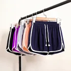 Летняя женская спортивная одежда для тренировок, Короткие штаны в полоску, Однотонные эластичные шорты с высокой талией, повседневные свободные студенческие шорты 5xl