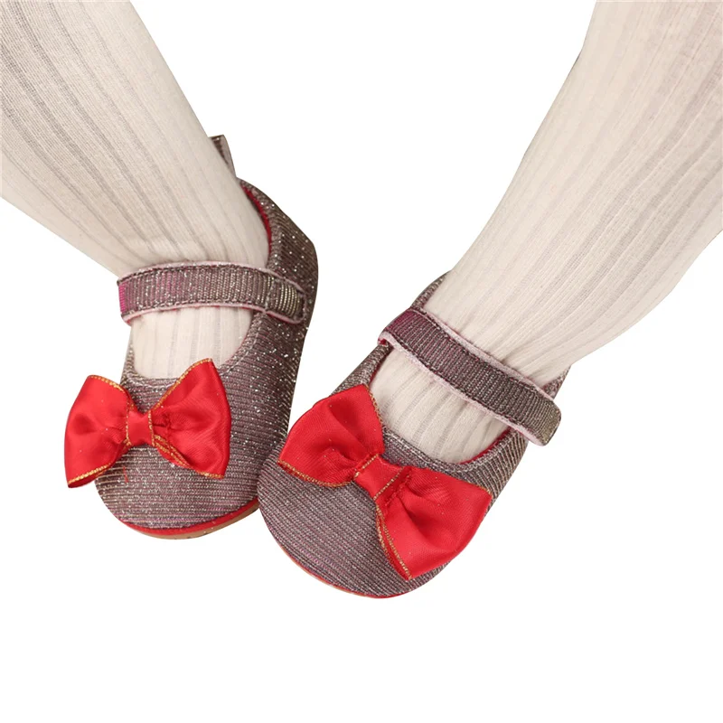 

2021 Spring Autumn Toddlers Princess Shoes, Breathable Baby Girls Bow Decoration Soft Sole Shoes Infant Non-slip Prewalker
