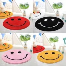 Smile Face Round Carpet Cartoon Soft Living Room Bedroom Rug Kids Room Children Anit-Slip Floor Mats