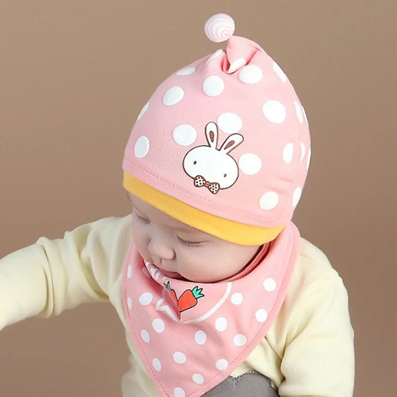 Шапки унисекс хлопковые шапки в белый горошек Слюнявчики для мамы и ребенка