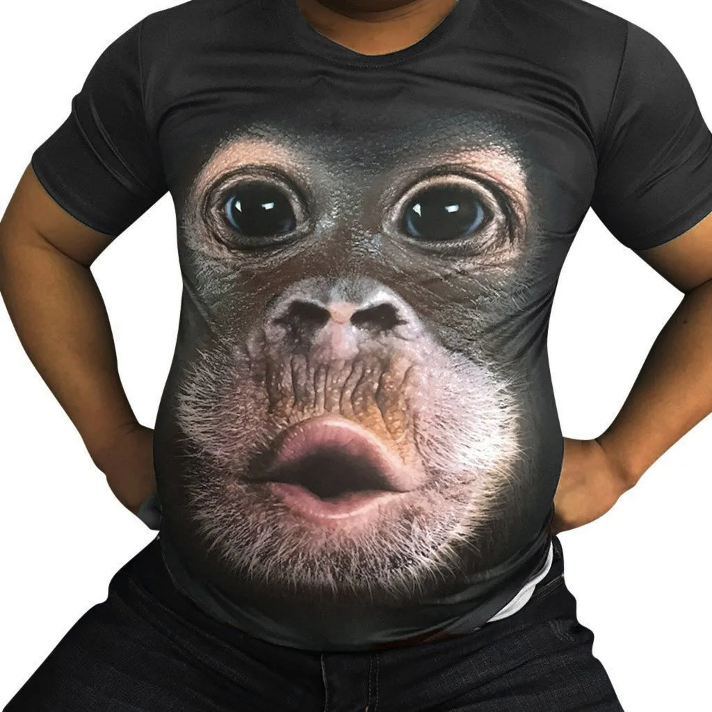 

Men's 3D gorilla print short sleeve T-shirt