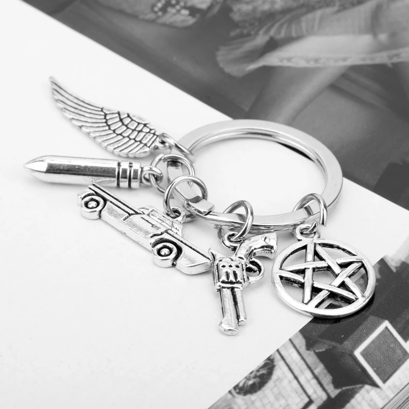 Донгшенг Подвеска-солнце на брелоке Supernatural ключ Дин Джейсон Ключ Держатель Кольцо Унисекс Металлические брелоки Пентаграмма ллаверос-50 он.