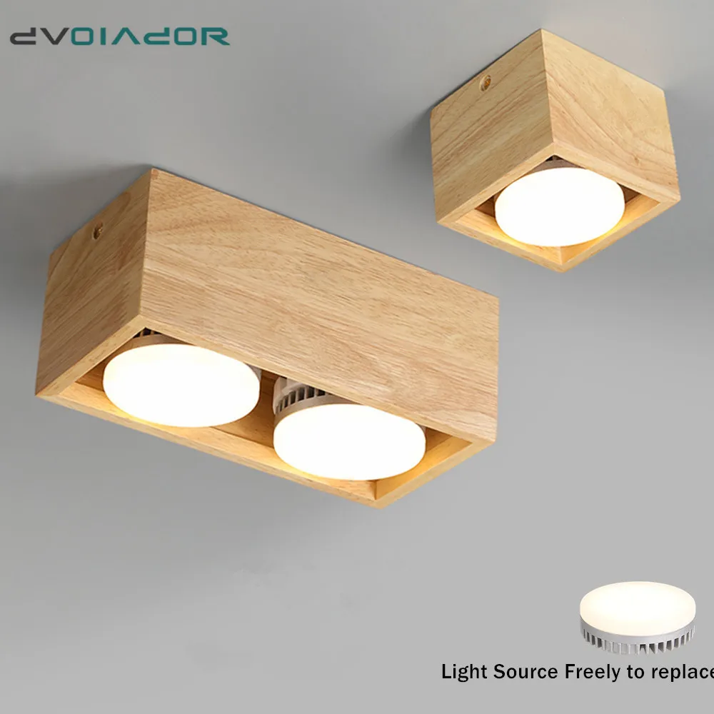 Скандинавский деревянный потолочный светильник поверхностное крепление