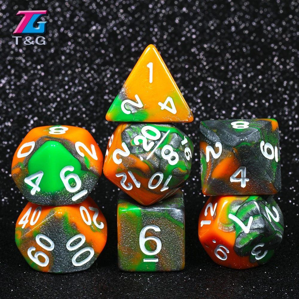 Красочные Имитация жидкого масла картина кости набор 7 шт./компл. многогранные DnD